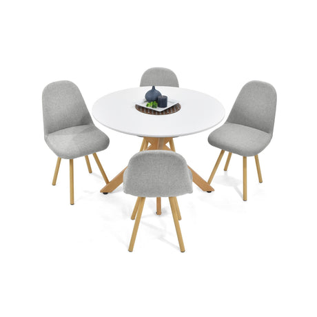 Combo Comedor Circular Luxor Plata y Blanco 105x76.5cm De Cuatro Puestos Con Cuatro Sillas - COMEDORES | Bylmo