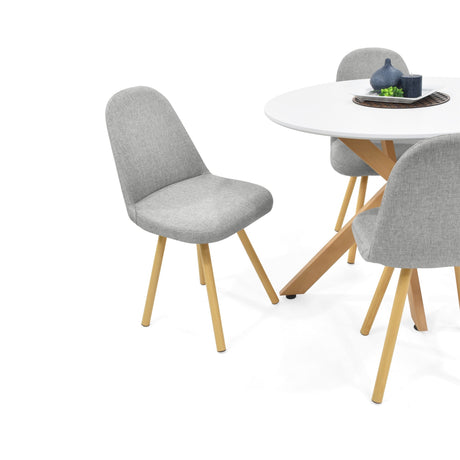 Combo Comedor Circular Luxor Plata y Blanco 105x76.5cm De Cuatro Puestos Con Cuatro Sillas - COMEDORES | Bylmo