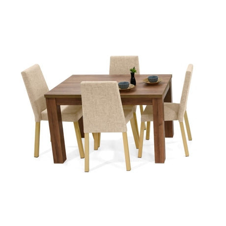 Combo Comedor Rectangular Merida Beige y Mácula 120x78cm De Cuatro Puestos Con Cuatro Sillas - COMEDORES | Bylmo
