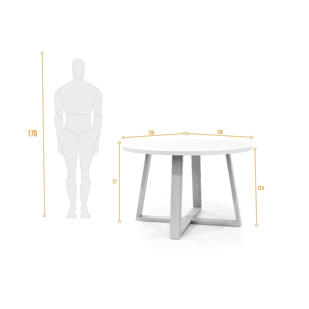 Comedor Circular Maine Blanco y Matiz Caoba 120x77cm De Cuatro Puestos Sin Sillas - COMEDORES | Bylmo