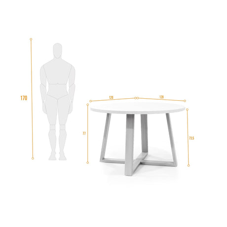 Comedor Circular Maine Blanco y Matiz Caoba 120x77cm De Cuatro Puestos Sin Sillas - COMEDORES | Bylmo
