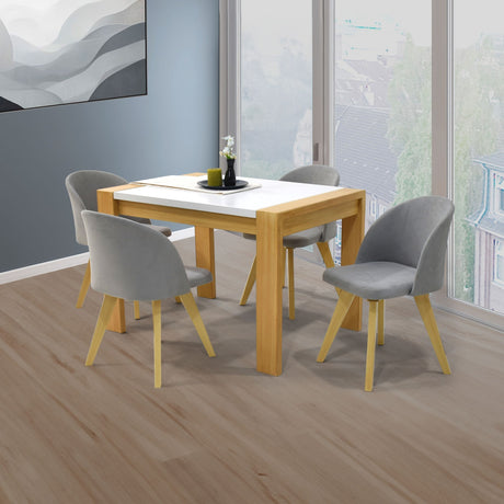Comedor Rectangular Arkansas Blanco y Matiz Natural 114x76cm De Cuatro Puestos Sin Sillas - COMEDORES | Bylmo