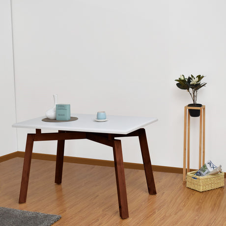 Comedor Rectangular Irlanda Blanco y Matiz Caramelo 120x79cm De Cuatro Puestos Sin Sillas - COMEDORES | Bylmo