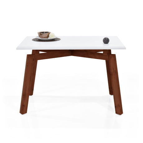 Comedor Rectangular Irlanda Blanco y Matiz Caramelo 120x79cm De Cuatro Puestos Sin Sillas - COMEDORES | Bylmo