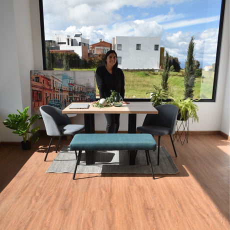 Comedor Rectangular Marsella Duna y Negro Metálico 122x75cm De Cuatro Puestos Sin Sillas - COMEDORES | Bylmo