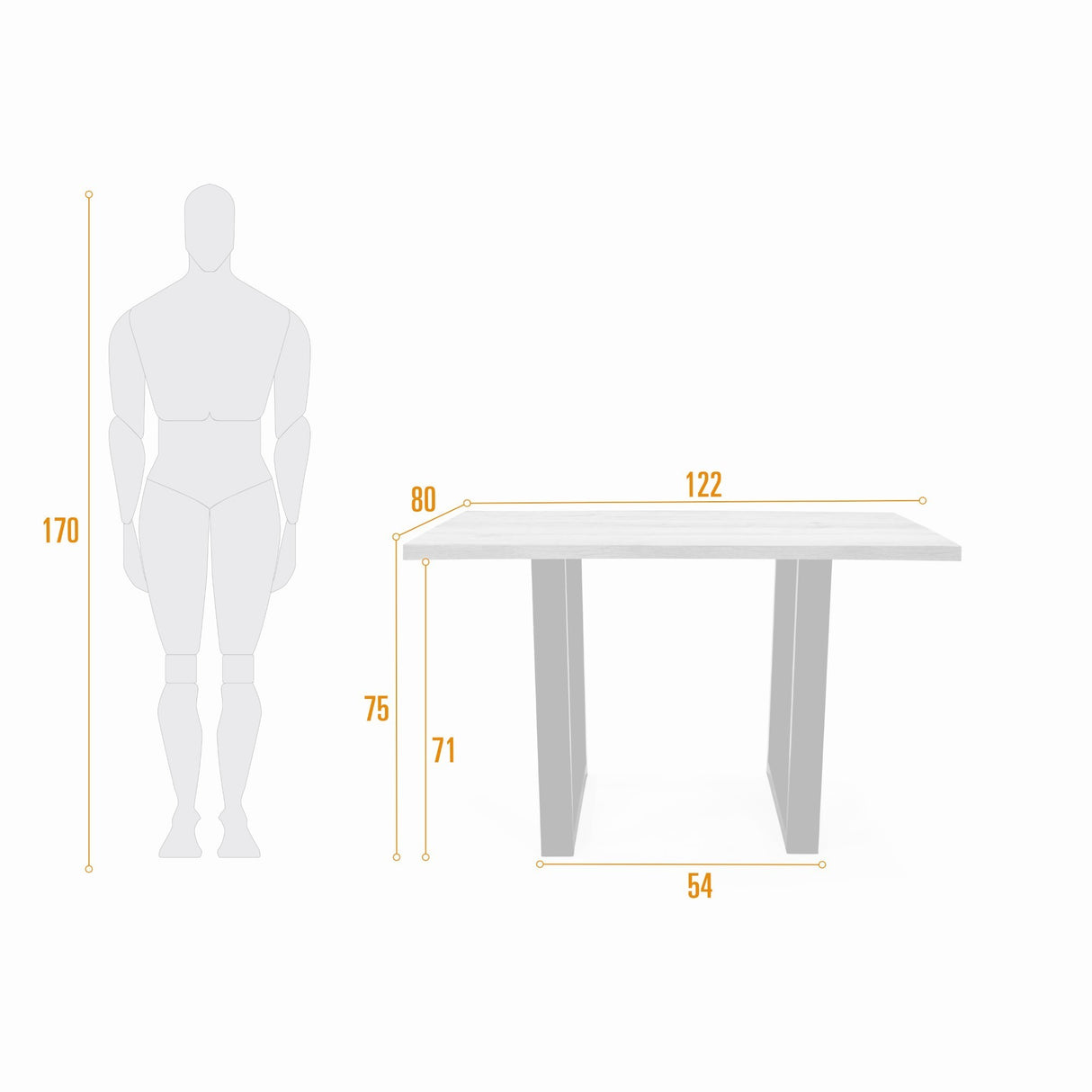 Comedor Rectangular Marsella Duna y Negro Metálico 122x75cm De Cuatro Puestos Sin Sillas - COMEDORES | Bylmo