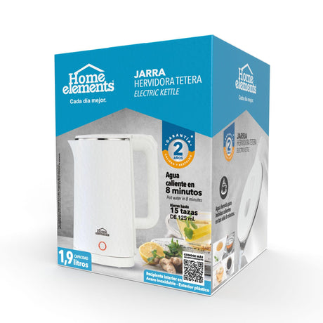 Hervidor Blanco y Plateado de Acero Inoxidable 21.5x25.4cm Para 1.9 Litros - HERVIDORES | Bylmo
