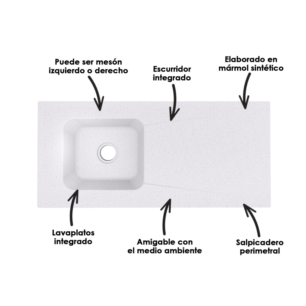 Cocina Modular Ambar Gracia 120x75cm Con Mesón de Mármol Sintético y Sin Estufa - COCINAS | Bylmo