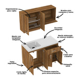 Cocina Modular Ambar Gracia 120x75cm Con Mesón de Mármol Sintético y Sin Estufa - COCINAS | Bylmo