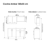 Cocina Modular Ambar Gracia 120x75cm Con Mesón de Mármol Sintético y Sin Estufa - COCINAS | Bylmo