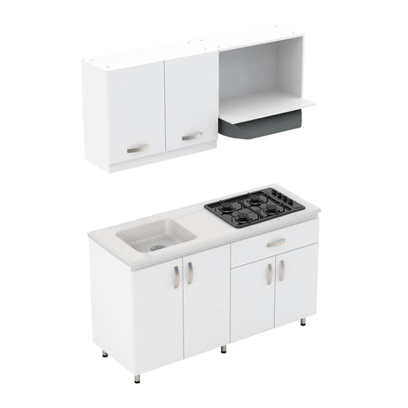 Cocina Modular Ambar Blanco 150x75cm Con Mesón y Con Estufa - COCINAS | Bylmo