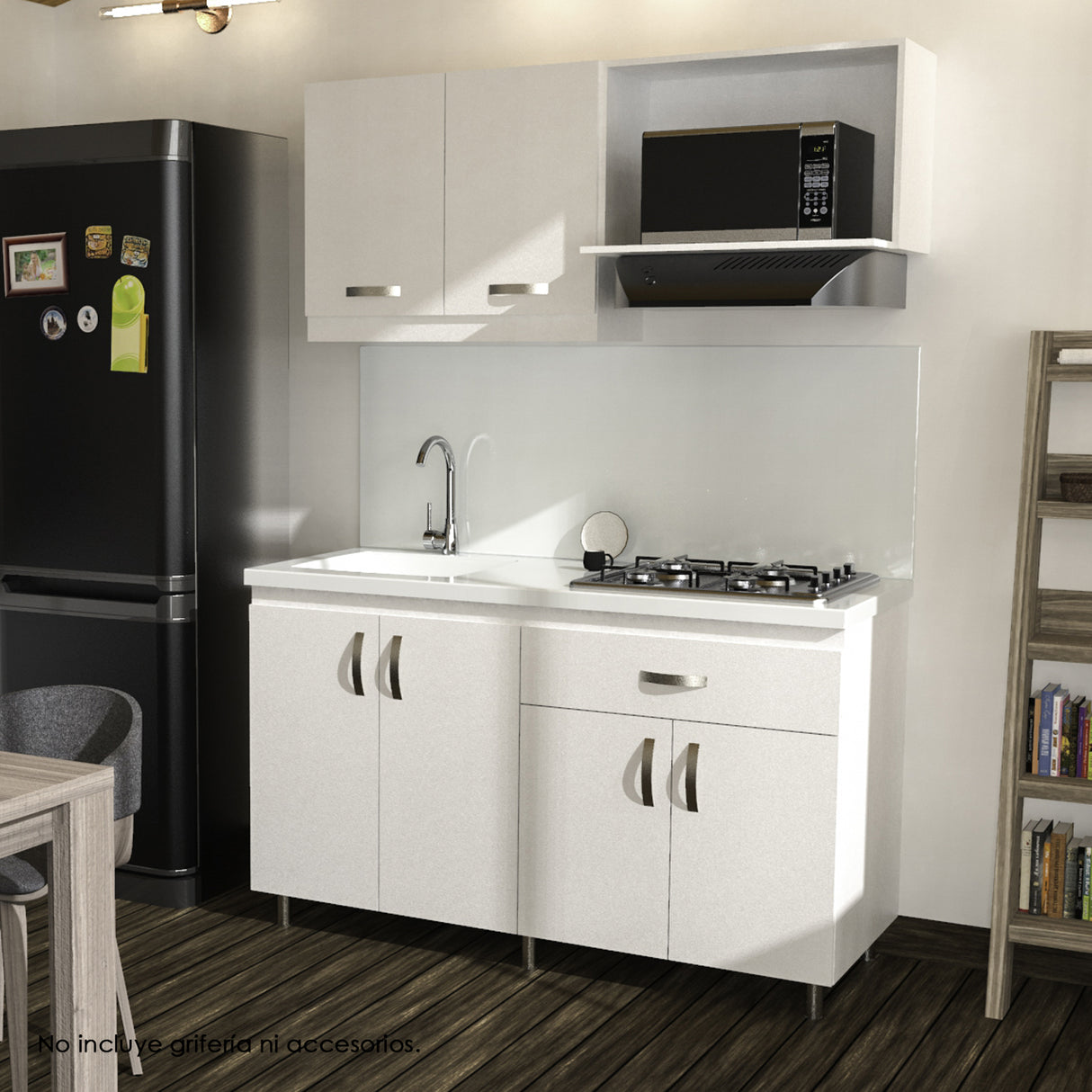 Cocina Modular Ambar Blanco 150x75cm Con Mesón y Con Estufa - COCINAS | Bylmo