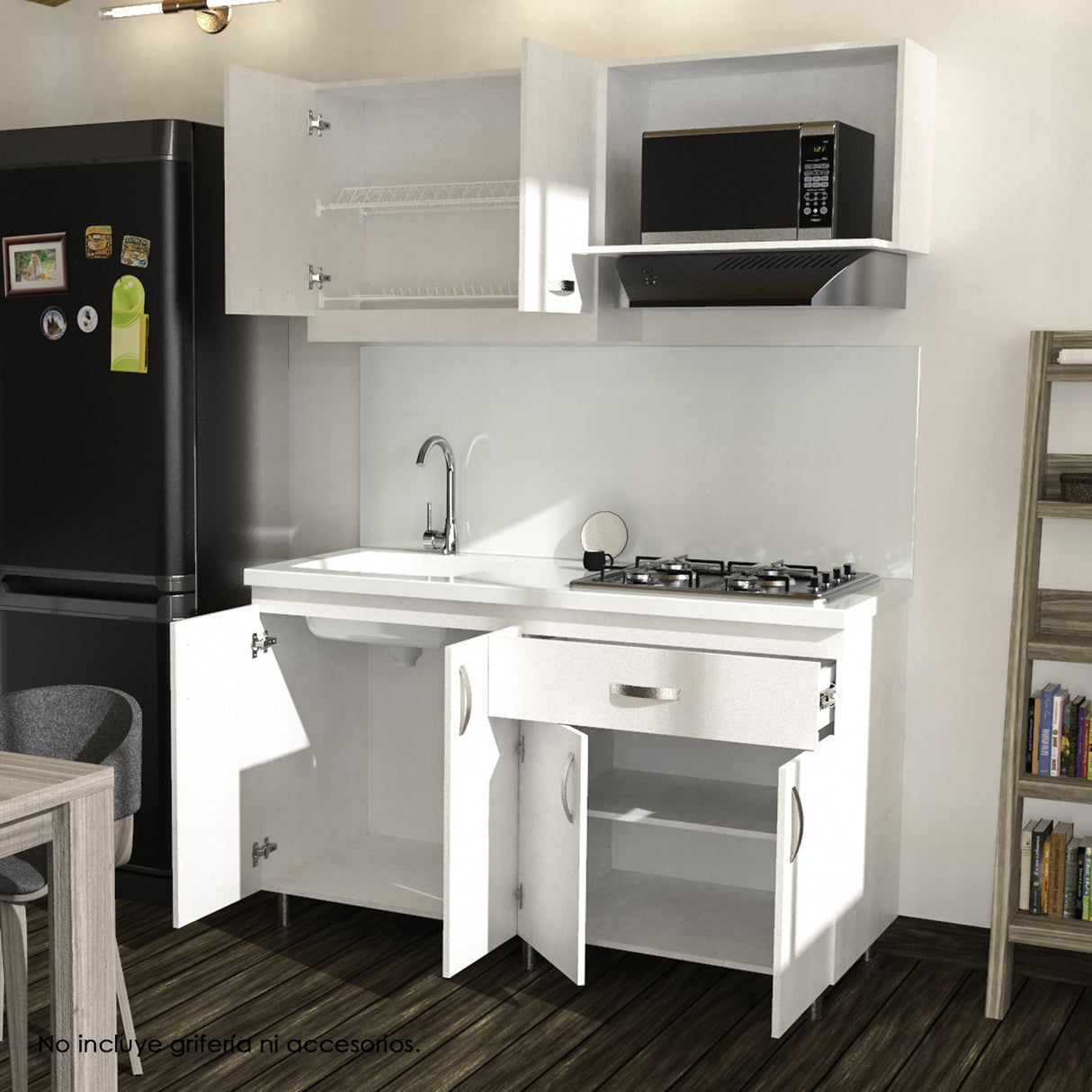 Cocina Modular Ambar Blanco 150x75cm Con Mesón y Con Estufa - COCINAS | Bylmo