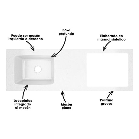 Cocina Modular Zafiro Gracia y Granito Perla 180x75cm Con Mesón y Con Estufa - COCINAS | Bylmo