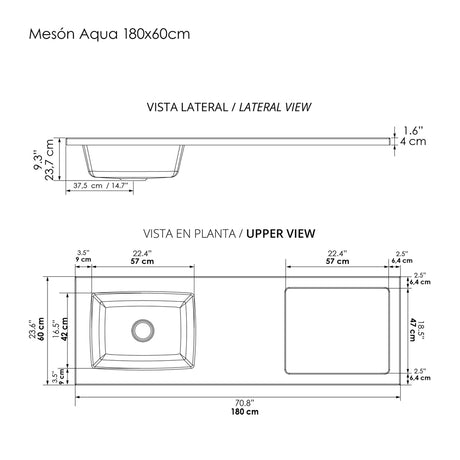 Cocina Modular Zafiro Blanco y Granito Perla 180x75cm Con Mesón y Con Estufa - COCINAS | Bylmo