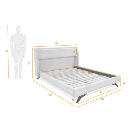 Cama Siena Taupe y Negro 162x97cm para Colchón Doble 140 X 190 Cm con Cabecero - CAMAS | Bylmo