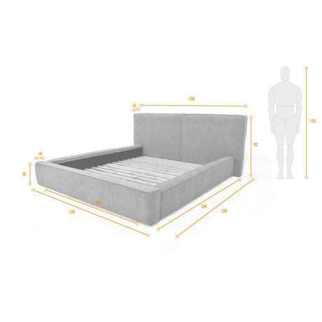 Cama Lennon Plata 210x92cm para Colchón Queen 160 X 190 Cm con Cabecero - CAMAS | Bylmo