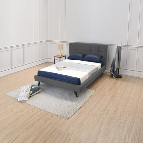 Cama Brend Gris y Negro 156x108cm para Colchón Doble 140 X 190 Cm con Cabecero - CAMAS | Bylmo