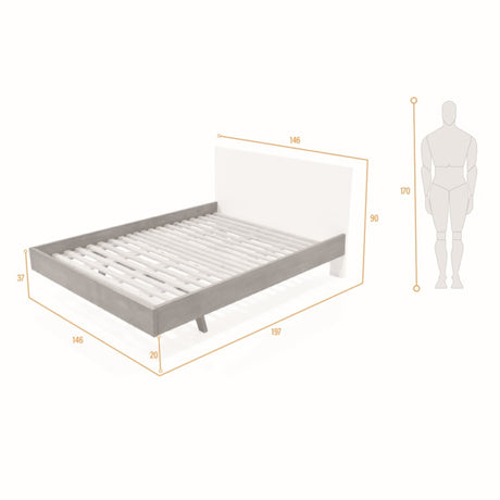 Cama Lanus Blanco y Natural 146x90cm para Colchón Doble 140 X 190 Cm con Cabecero - CAMAS | Bylmo