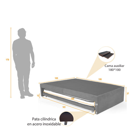 Cama Nido infantil Suecia Gris y Cromado 105x37cm para Colchón Sencillo 100 X 190 Cm con Colchoneta - CAMAS | Bylmo