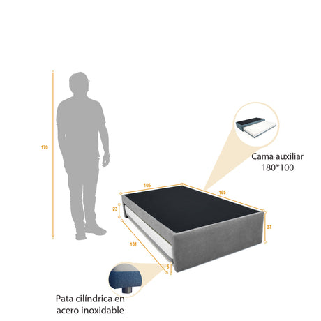 Cama Nido Infantil Finlandia Indigo y Cromado 105x37cm para Colchón Sencillo 100 X 190 Cm - CAMAS | Bylmo