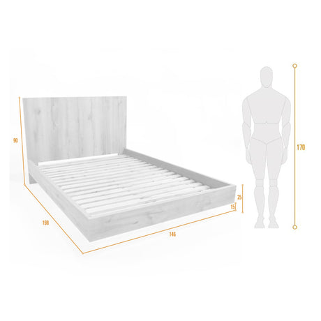 Cama Libia Mácula y Natural 146x90cm para Colchón Doble 140 X 190 Cm con Cabecero - CAMAS | Bylmo