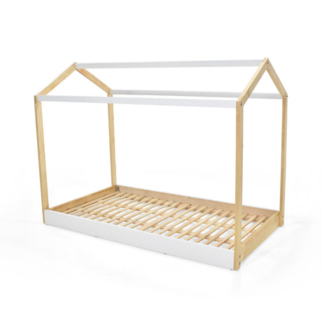 Cama Infantil Montessori Blanco y Natural 107x151cm para Colchón Sencillo 100 X 190 Cm - CAMAS | Bylmo