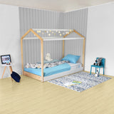 Cama Infantil Montessori Blanco y Natural 107x151cm para Colchón Sencillo 100 X 190 Cm - CAMAS | Bylmo