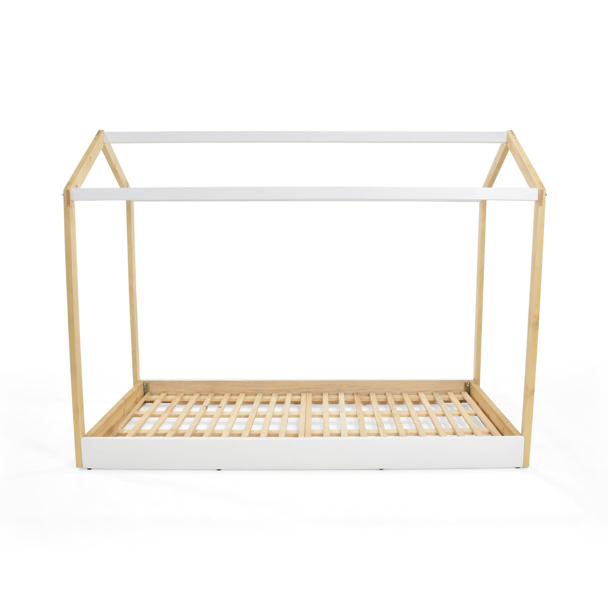 Cama Infantil Montessori Blanco y Natural 107x151cm para Colchón Sencillo 100 X 190 Cm - CAMAS | Bylmo