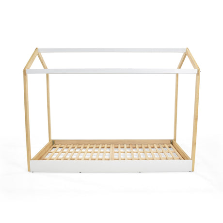 Cama Infantil Montessori Blanco y Natural 107x151cm para Colchón Sencillo 100 X 190 Cm - CAMAS | Bylmo