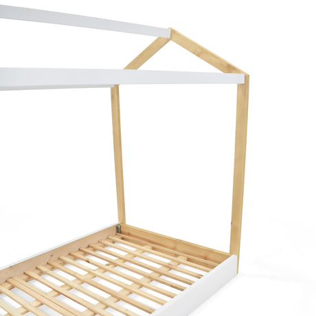 Cama Infantil Montessori Blanco y Natural 107x151cm para Colchón Sencillo 100 X 190 Cm - CAMAS | Bylmo