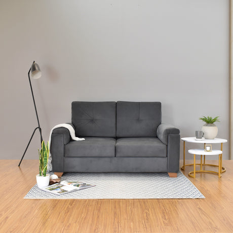 Sofá Zamora Gris 150x85cm de Dos Puestos con Apoya Brazos - SOFAS Y POLTRONAS | Bylmo