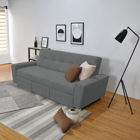 Sofacama Hamburgo Gris 210x87cm de Tres Puestos Recinable con Apoya Brazos - SOFAS Y POLTRONAS | Bylmo