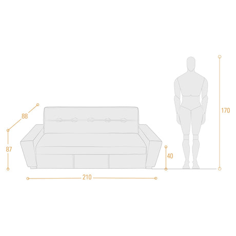 Sofacama Hamburgo Gris 210x87cm de Tres Puestos Recinable con Apoya Brazos - SOFAS Y POLTRONAS | Bylmo