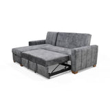 Sofacama Derecho Apolo Gris 220x92cm De Tres Puestos Reclinable Con Apoya Brazos