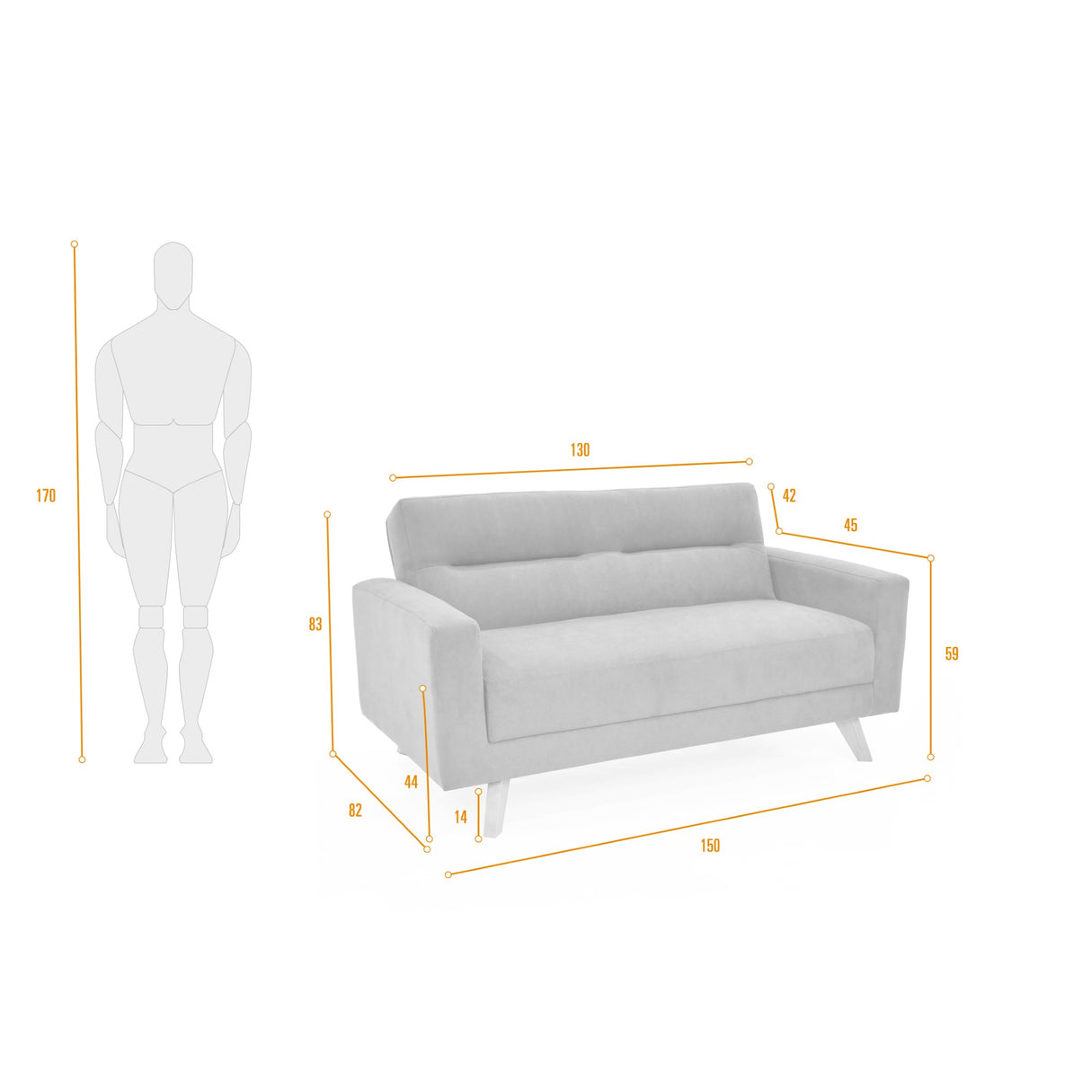 Sofá Barza Taupe 150x83cm de Dos Puestos con Apoya Brazos - SOFAS Y POLTRONAS | Bylmo