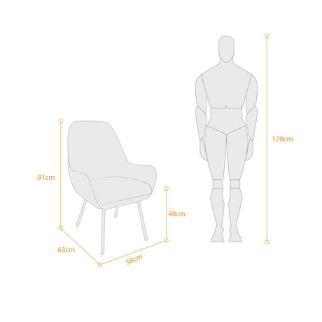 Poltrona Noruega Mostaza 58x91cm de Un Puesto con Apoya Brazos - SOFAS Y POLTRONAS | Bylmo