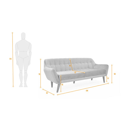 Sofá Roma Taupe 194x78cm de Tres Puestos con Apoya Brazos - SOFAS Y POLTRONAS | Bylmo