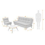 Sala Munich Plata 180x85cm de Cuatro Puestos Recinable - SOFAS Y POLTRONAS | Bylmo