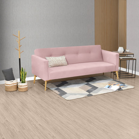 Sofá Turquia Rosa 196x78cm de Tres Puestos con Apoya Brazos - SOFAS Y POLTRONAS | Bylmo