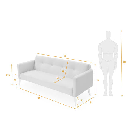Sofá Turquia Rosa 196x78cm de Tres Puestos con Apoya Brazos - SOFAS Y POLTRONAS | Bylmo