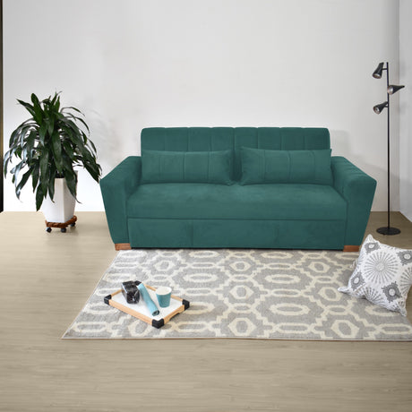 Sofacama Hannover Petróleo 210x85cm de Tres Puestos Recinable con Apoya Brazos - SOFAS Y POLTRONAS | Bylmo