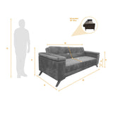 Sofacama Moretto Gris 230x82cm de Tres Puestos Recinable con Apoya Brazos - SOFAS Y POLTRONAS | Bylmo