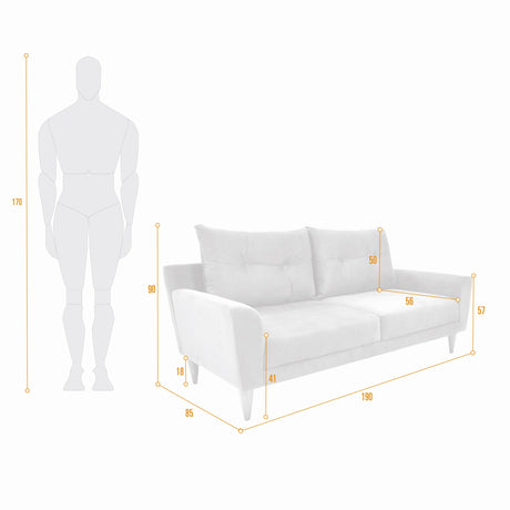 Sofá Verge Gris 190x90cm de Tres Puestos con Apoya Brazos - SOFAS Y POLTRONAS | Bylmo