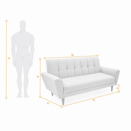 Sofá Zen Indigo 187x88cm de Tres Puestos con Apoya Brazos - SOFAS Y POLTRONAS | Bylmo