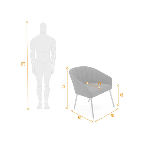 Poltrona Misaki Rosa 70x73cm de Un Puesto con Apoya Brazos - SOFAS Y POLTRONAS | Bylmo