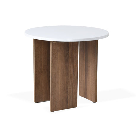 Mesa Auxiliar Circular Maui Blanco y Mácula 50x45cm con Patas - MESAS AUXILIARES | Bylmo