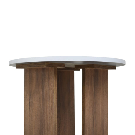 Mesa Auxiliar Circular Maui Blanco y Mácula 50x45cm con Patas - MESAS AUXILIARES | Bylmo