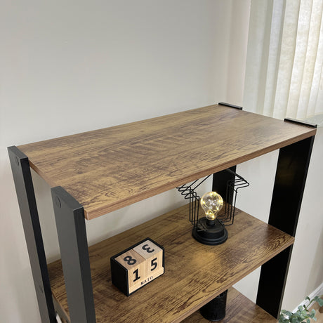 Estantería Rectangular Match Pino y Negro 63x166cm Con Cinco Entrepaños - BIBLIOTECAS Y ESTANTERIAS | Bylmo