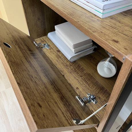 Estantería Rectangular Match Pino y Negro 63x166cm Con Cinco Entrepaños - BIBLIOTECAS Y ESTANTERIAS | Bylmo